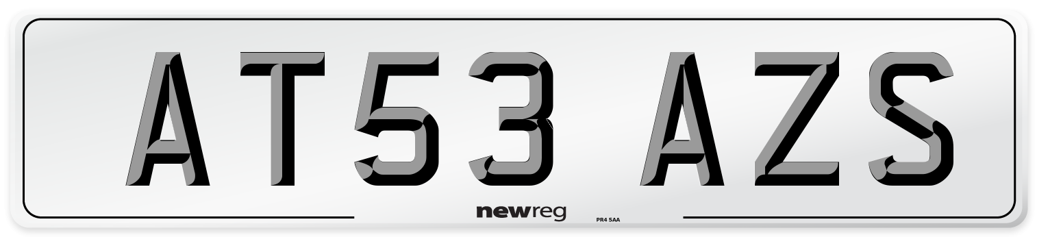 AT53 AZS Number Plate from New Reg
